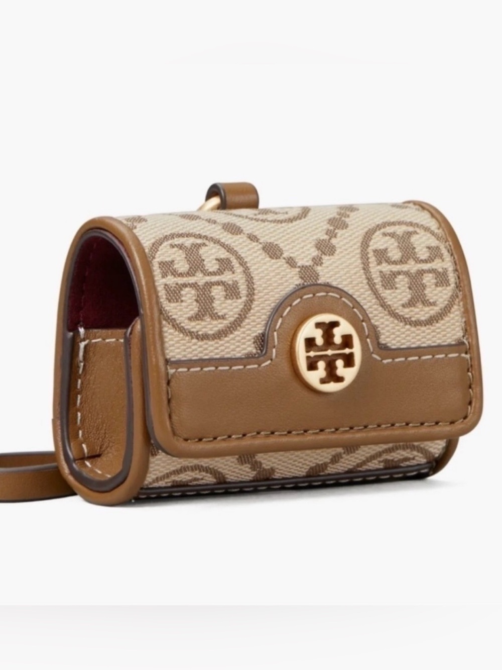 Tory Burch T Monogram Jacquard AirPod pro case hazelnut/jacquard logo